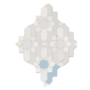 Mosaic House Moroccan tile Dazzle 1-17 Custom Border B White,   Sky Blue,    solid zellige, mosaic, zellij, field, pattern, glaze, intricate, classic, traditional, complex 
